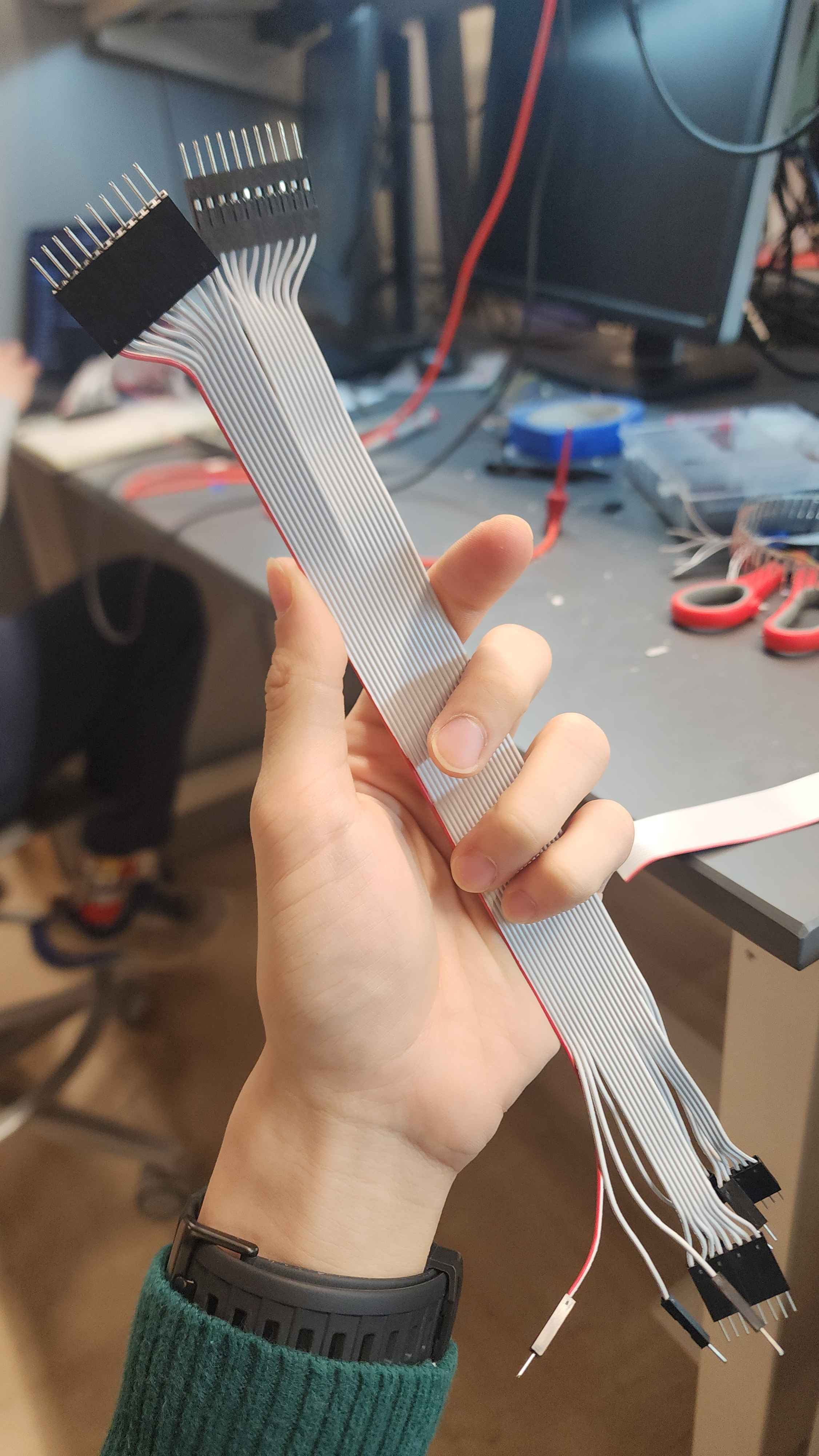 an assembled 20 conductor ribbon cable